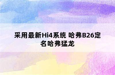 采用最新Hi4系统 哈弗B26定名哈弗猛龙